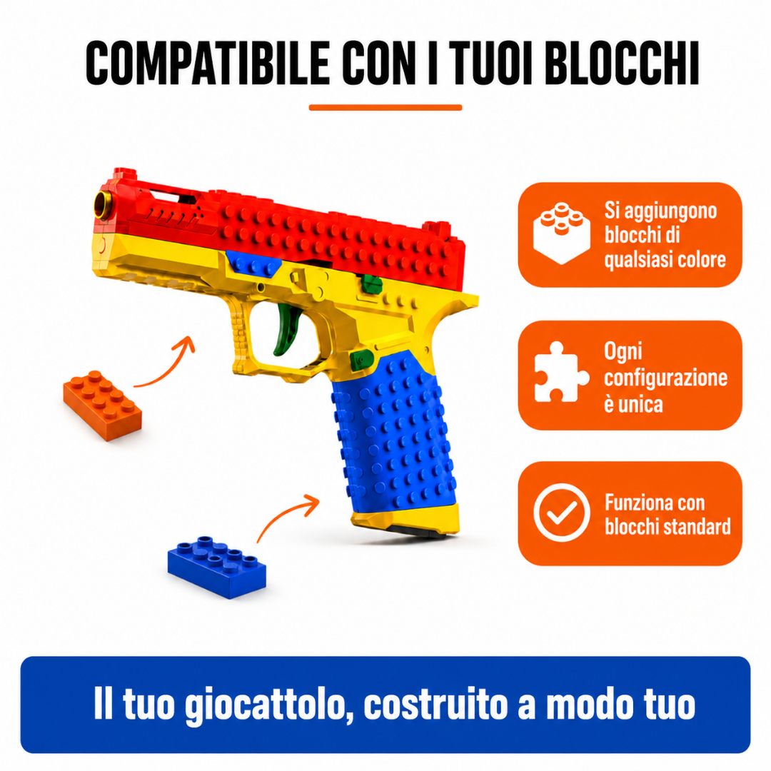 Pistola a blocchi con ricarica ed espulsione dei bossoli